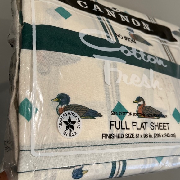 VINTAGE New 1970’s CANNON Duck Full Flat Sheet Cotton Fresh 81”x96” Mallard. - Picture 8 of 12